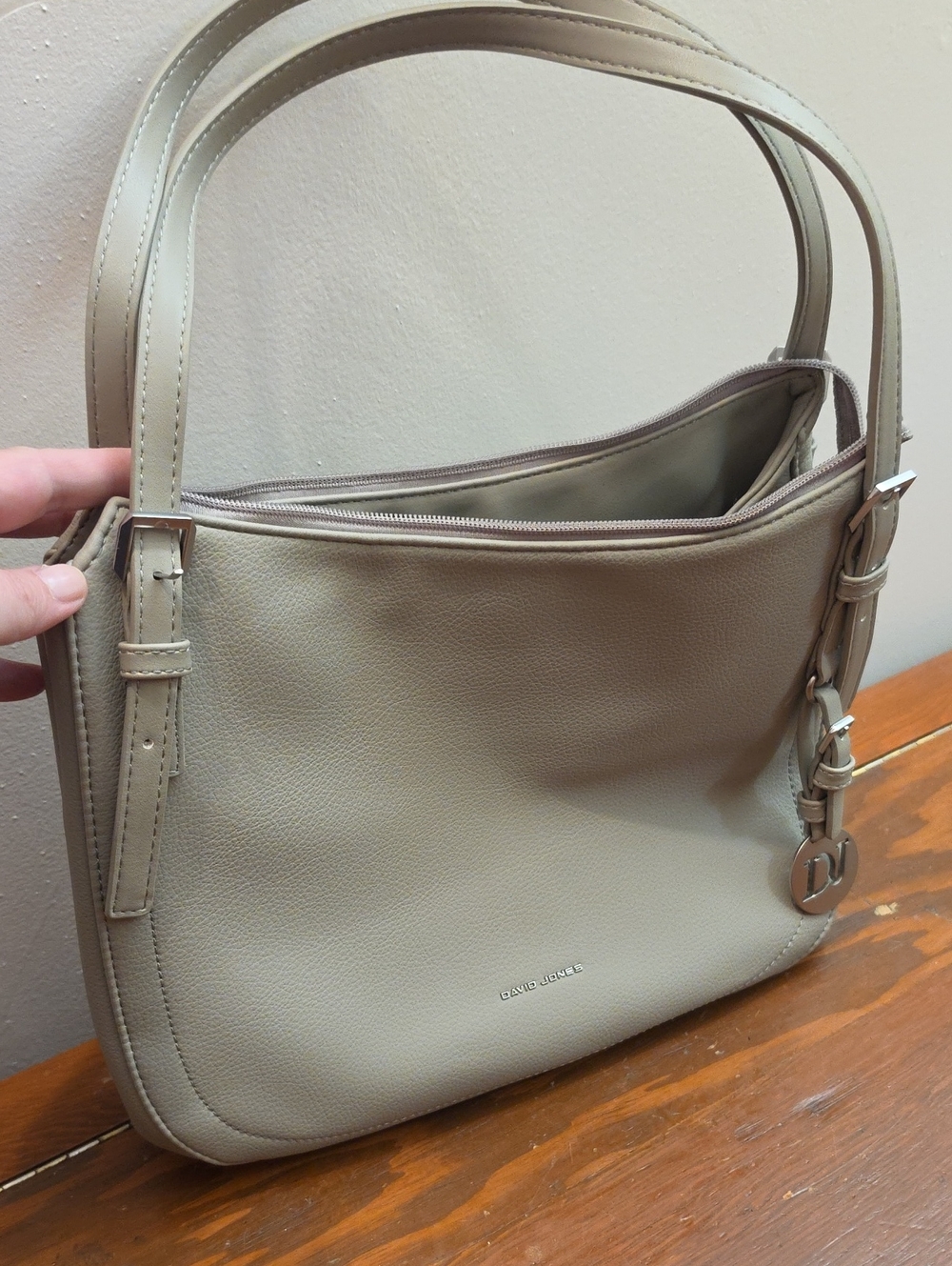 Grey Leather Shoulder Bag David Jones New York NWOT